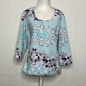 Alberto Makali•Teal Blue & White Top
